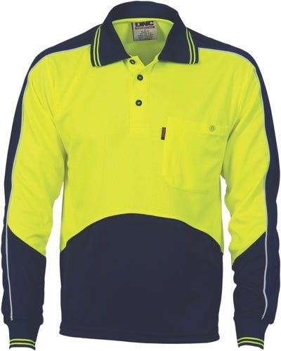 HiVis Cool Breathe Panel Polo Shirt - Long Sleeve - kustomteamwear.com
