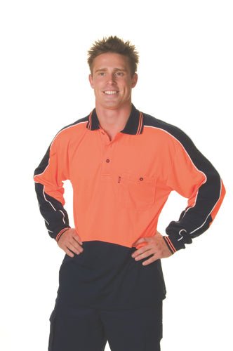 HiVis Cool Breathe Panel Polo Shirt - Long Sleeve - kustomteamwear.com