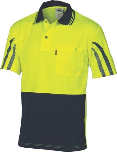 HiVis Cool-Breathe Printed Stripe Polo - Short Sleeve - kustomteamwear.com