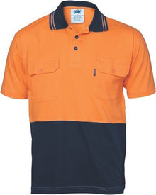  HiVis Cool-Breeze 2 Tone Cotton Jersey Polo Shirt with Twin Chest Pocket - S/S - kustomteamwear.com