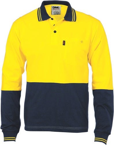 HiVis Cool-Breeze Cotton Jersey Polo Shirt with Under Arm Cotton Mesh - L/S - kustomteamwear.com