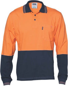  HiVis Cool-Breeze Cotton Jersey Polo Shirt with Under Arm Cotton Mesh - L/S - kustomteamwear.com