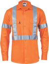 Hivis cool-breeze cotton shirt with double hoop on arms & 'X' back CSR R/tape - long sleeve - kustomteamwear.com