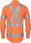 HiVis Cool-Breeze Cotton Shirt with ÔXÕ Back & additional 3m r/Tape on Tail - long sleeve - kustomteamwear.com