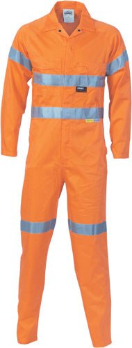  HiVis Cool-Breeze Orange L.Weight Cott on Coverall with 3M R/Tape - kustomteamwear.com