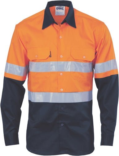 HiVis Cool-Breeze Vertical Vented Cotton Shirt with Generic R/Tape - Long sleeve - kustomteamwear.com