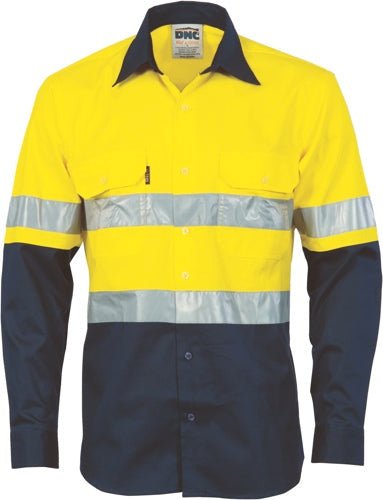 HiVis Cool-Breeze Vertical Vented Cotton Shirt with Generic R/Tape - Long sleeve - kustomteamwear.com