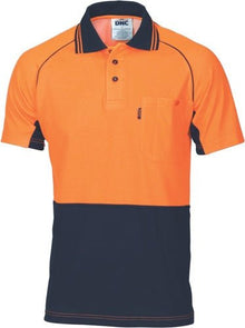  HiVis Cotton Backed Cool-Breeze Contrast Polo - Short Sleeve - kustomteamwear.com
