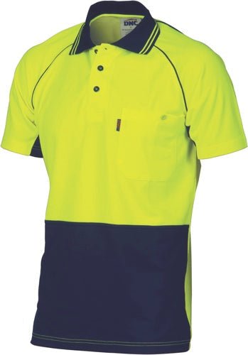 HiVis Cotton Backed Cool-Breeze Contrast Polo - Short Sleeve - kustomteamwear.com