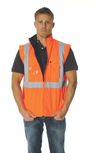 HiVis Cross Back D/N Ò4 in 1Ó Zip Off Sleeve Reversible Vest - kustomteamwear.com