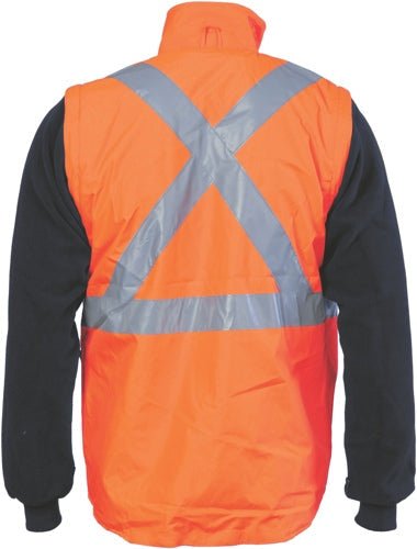 HiVis Cross Back D/N Ò4 in 1Ó Zip Off Sleeve Reversible Vest - kustomteamwear.com