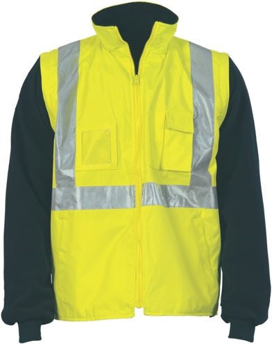 HiVis Cross Back D/N Ò4 in 1Ó Zip Off Sleeve Reversible Vest - kustomteamwear.com