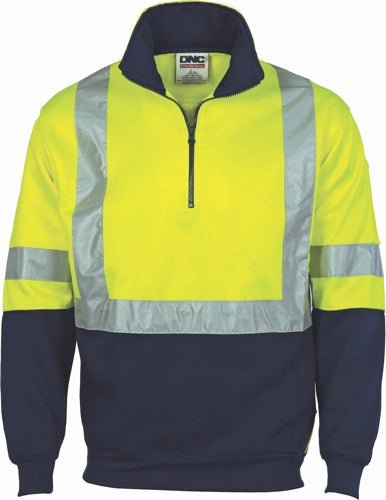 HiVis Cross Back D/N Two Tone 1/2 Zip Fleecy - kustomteamwear.com