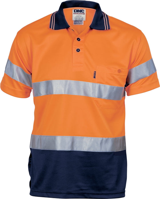 HiVis D/D Cool Breathe Polo Shirt With CSR R/Tape - Short Sleeve - kustomteamwear.com