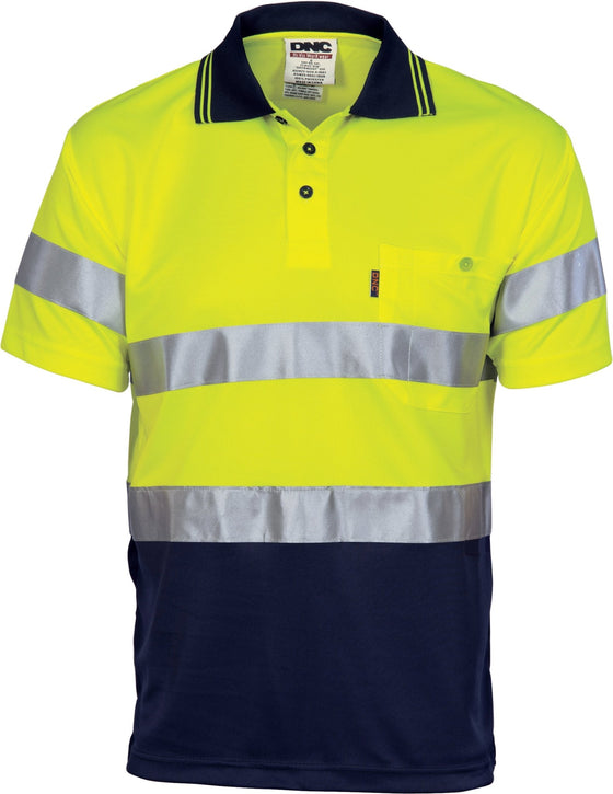 HiVis D/D Cool Breathe Polo Shirt With CSR R/Tape - Short Sleeve - kustomteamwear.com