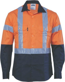  HiVis D/N 2 Tone Drill Shirt with H Pattern Generic R/ Tape - Long sleeve - kustomteamwear.com