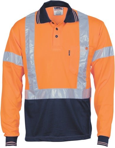 HiVis D/N Cool Breathe Polo Shirt with Cross Back R/Tape - Long Sleeve - kustomteamwear.com