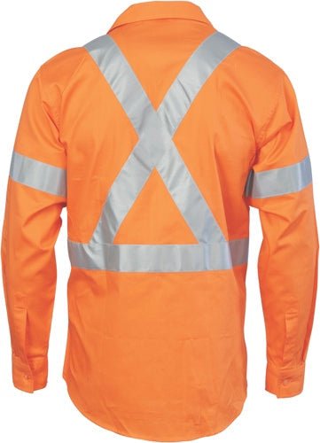 HiVis D/N Cotton Shirt with Cross Back Generic R/Tape - long sleeve - kustomteamwear.com