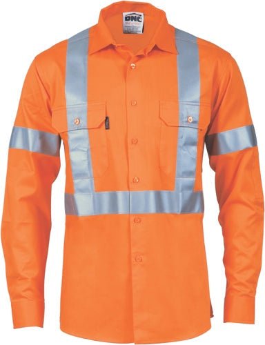 HiVis D/N Cotton Shirt with Cross Back Generic R/Tape - long sleeve - kustomteamwear.com