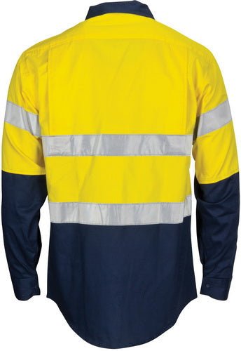 HiVis L/W Cool-Breeze T2 Vertical Vented Cotton Shirt with Gusset Sleeves. Generic Tape - Long sleeves - kustomteamwear.com