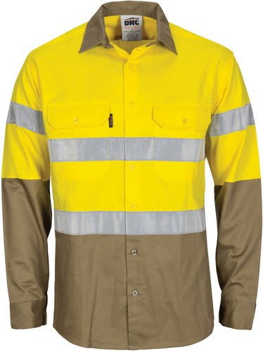 HiVis L/W Cool-Breeze T2 Vertical Vented Cotton Shirt with Gusset Sleeves. Generic Tape - Long sleeves - kustomteamwear.com