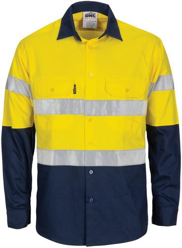 HiVis L/W Cool-Breeze T2 Vertical Vented Cotton Shirt with Gusset Sleeves. Generic Tape - Long sleeves - kustomteamwear.com