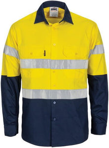  HiVis R/W Cool-Breeze T2 Vertical Vented Cotton Shirt with Gusset Sleeves, Generic R/Tape - Long Sleeves - kustomteamwear.com