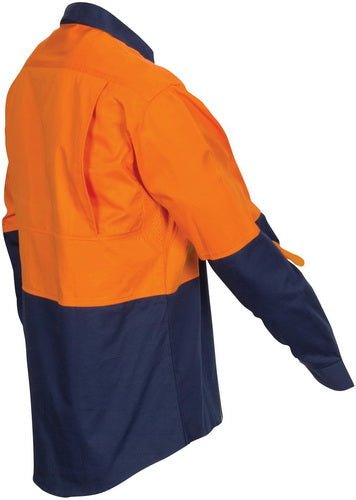 HiVis R/W Cool-Breeze T2 Vertical Vented Cotton Shirt with Gusset Sleeves - Long Sleeve - kustomteamwear.com