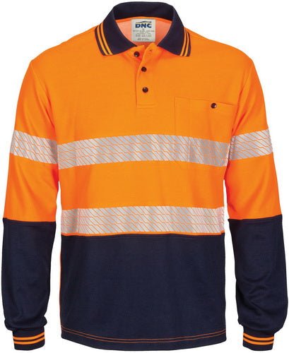 HIVIS Segment Taped Cotton Backed Polo - Long Sleeve - kustomteamwear.com