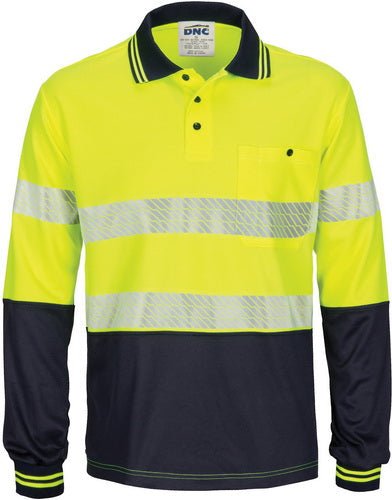 HIVIS Segment Taped Mircomesh Polo Long Sleeve - kustomteamwear.com