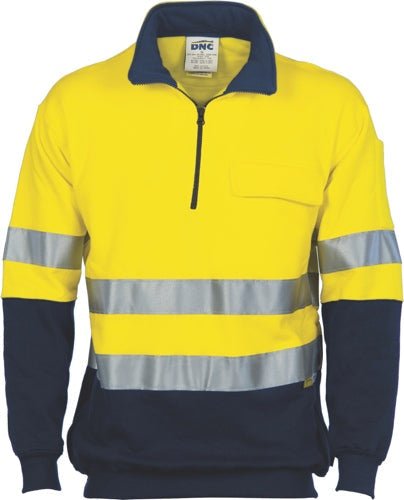 HiVis Two Tone 1/2 Zip Cotton Fleecy Windcheater with 3M R/Tape - kustomteamwear.com