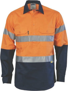  HiVis Two Tone Closed Front Cotton Shirt with 3M R/Tape - kustomteamwear.com