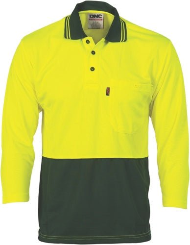 HiVis Two Tone Cool Breathe Polo Shirt, 3/4 Sleeve - kustomteamwear.com