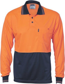  HiVis Two Tone Cool Breathe Polo Shirt, Long Sleeve - kustomteamwear.com