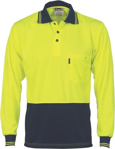 HiVis Two Tone Cool Breathe Polo Shirt, Long Sleeve - kustomteamwear.com