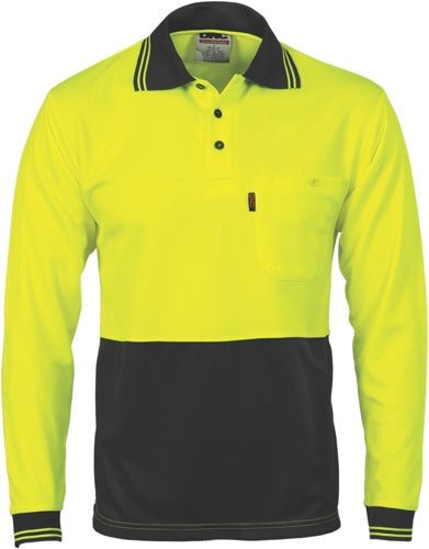 HiVis Two Tone Cool Breathe Polo Shirt, Long Sleeve - kustomteamwear.com