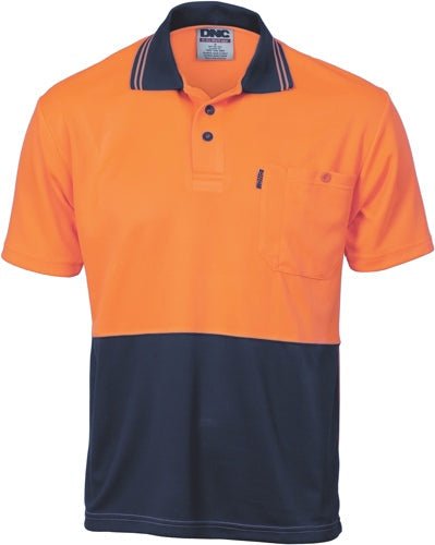 HiVis Two Tone Cool Breathe Polo Shirt, Short Sleeve - kustomteamwear.com