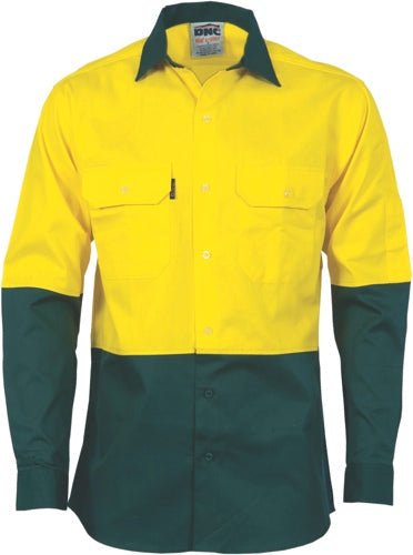 HiVis Two Tone Cotton Drill Shirt - Long Sleeve - kustomteamwear.com
