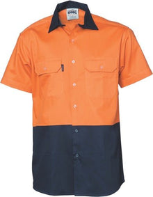  HiVis Two Tone Cotton Drill Vented Shirt - Short Sleeve - kustomteamwear.com