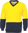 HiVis Two Tone Cotton Fleecy Sweat Shirt V-Neck - kustomteamwear.com