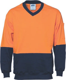  HiVis Two Tone Cotton Fleecy Sweat Shirt V-Neck - kustomteamwear.com