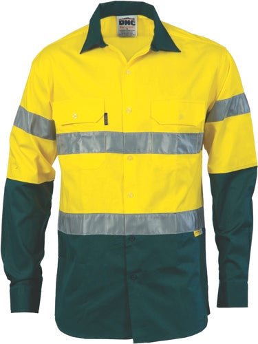 HiVis Two Tone Drill Shirt with 3M 8910 R/Tape - Long Sleeve - kustomteamwear.com