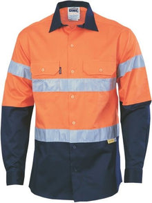  HiVis Two Tone Drill Shirt with 3M 8910 R/Tape - Long Sleeve - kustomteamwear.com