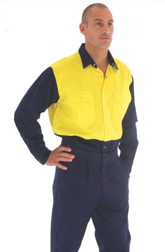 HiVis Two Tone Drill Shirt with Press Studs - kustomteamwear.com