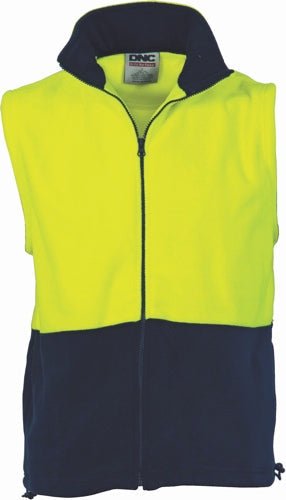 HiVis Two Tone Full Zip Polar Fleece Vest - kustomteamwear.com