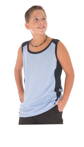 Kids Cool-Breathe Contrast Singlet - kustomteamwear.com