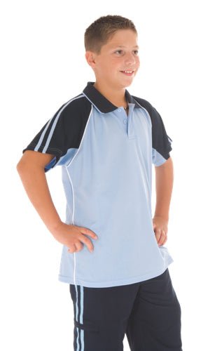 Kids Cool-Breathe Twin Stripe Contrast Raglan Polo - kustomteamwear.com