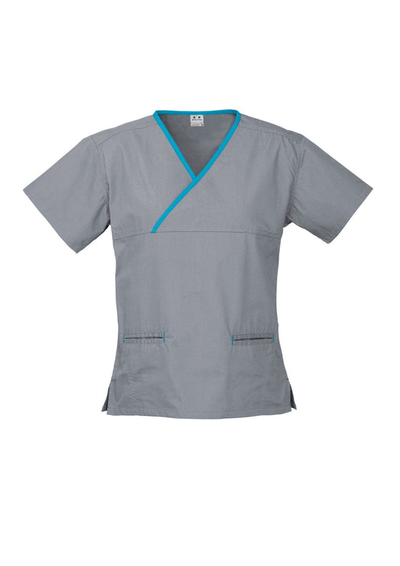 Ladies Contrast Crossover Scrubs Top - kustomteamwear.com