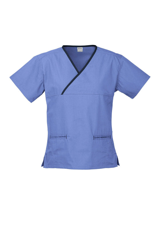 Ladies Contrast Crossover Scrubs Top - kustomteamwear.com