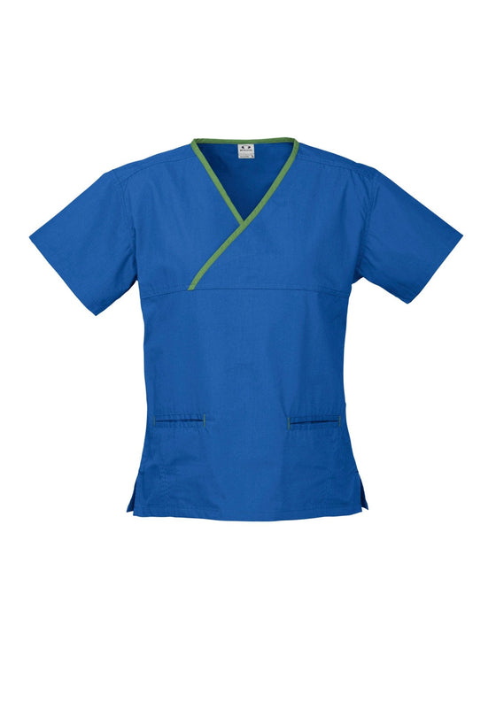 Ladies Contrast Crossover Scrubs Top - kustomteamwear.com